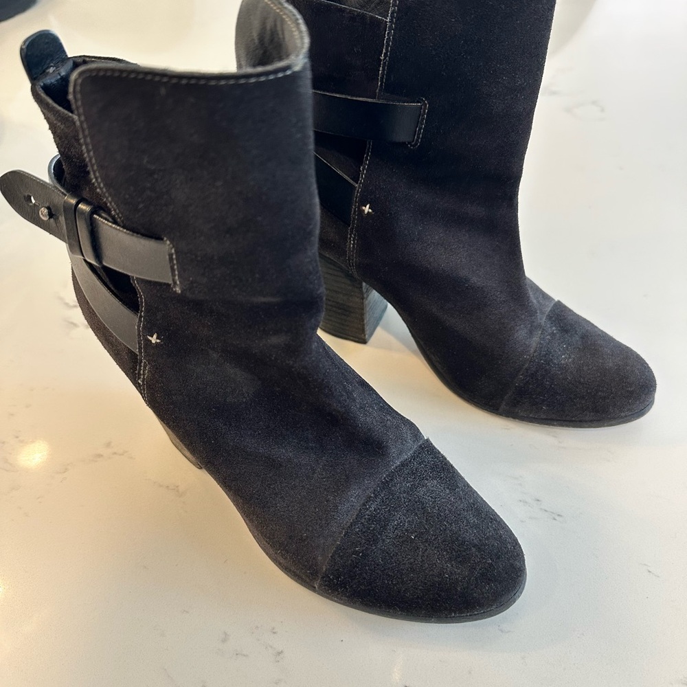Rag & Bone Kinsey Black Suede Heeled Boots